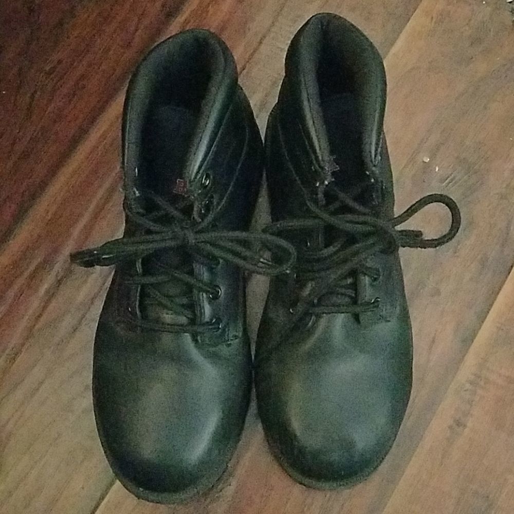 Brahma Men’s Black Lace-Up Work Boots Size 8 – Durable Steel Toe Safety